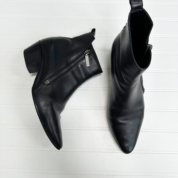 Saint Laurent Rock Chelsea Black Leather Ankle Boots Western Smooth 39.5 - Picture 4 of 15